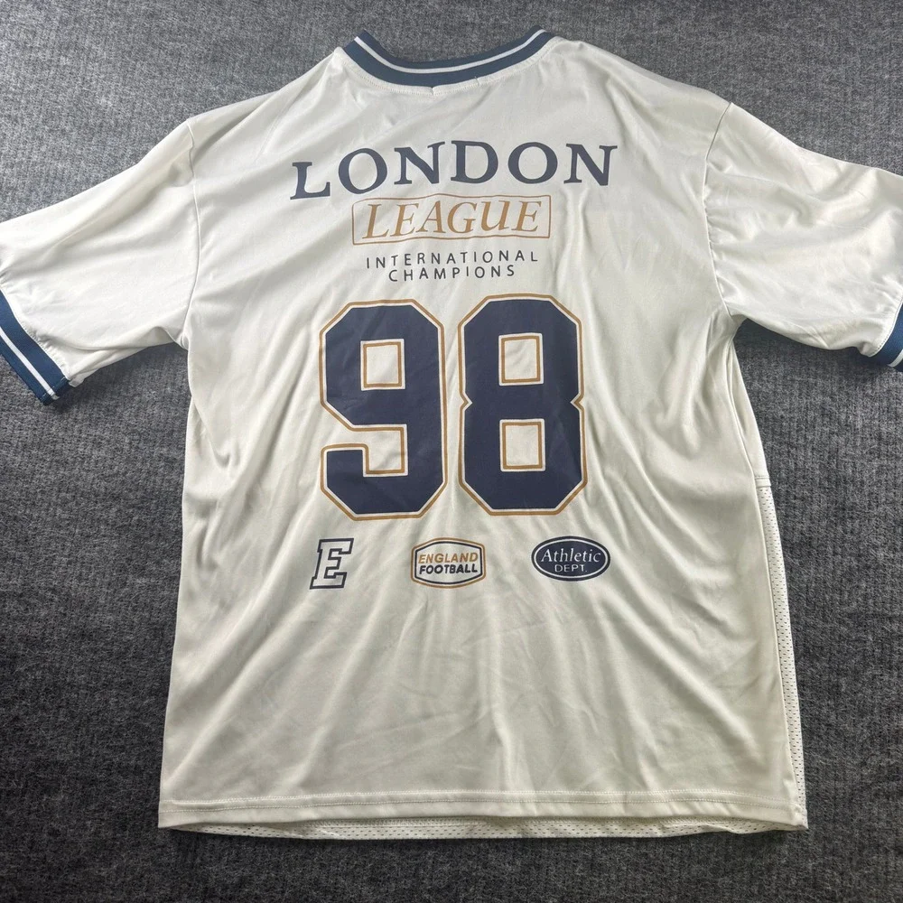 Manifest Offline London England Soccer Jersey White Navy Gold Mens Small TK5357 - Picture 10 of 11
